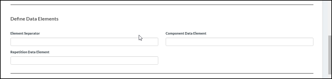 User have the ability to define the following data elements required for EDI file