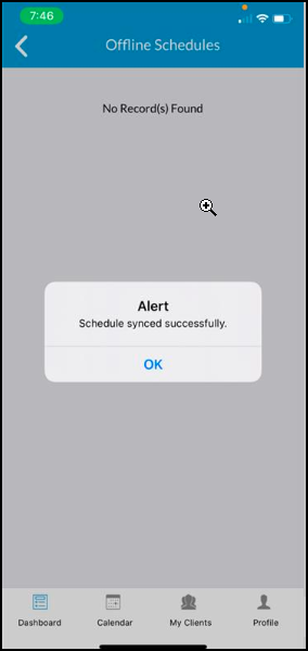 Performed in offline mode & has not been successfully synced