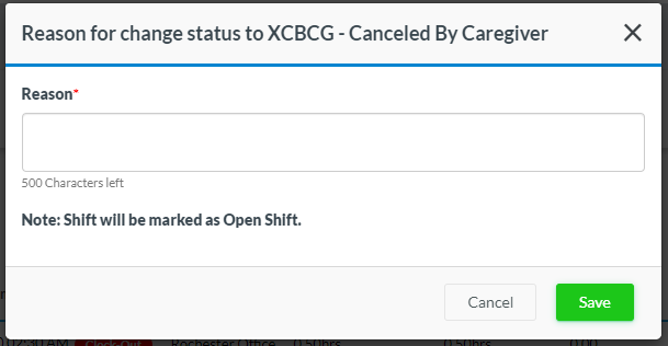 Canceled by caregiver workflow update and report