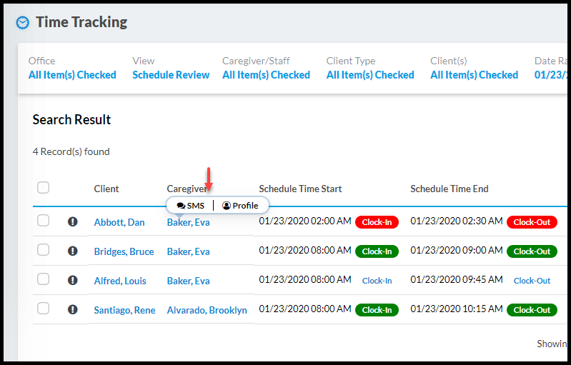 Direct link on time tracking screen new jan update