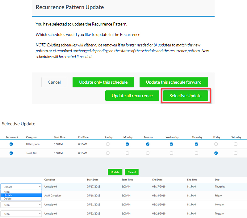 Recurrence Schedule Assignment 