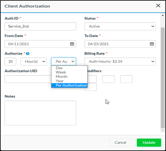 New authorization provides the user with the flexibility to choose any number of days for the authorization