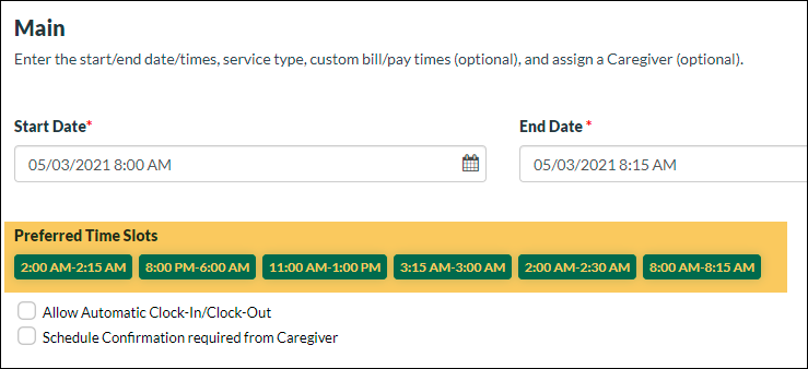Now slots will be available while creating a new schedule- CareSmartz360 May update