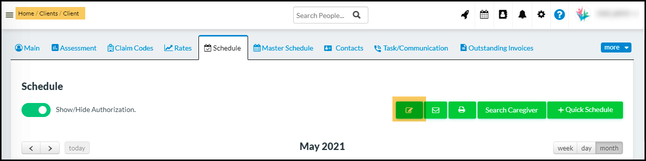 Ability to edit multiple schedules from client calender CareSmartz360 Software Update