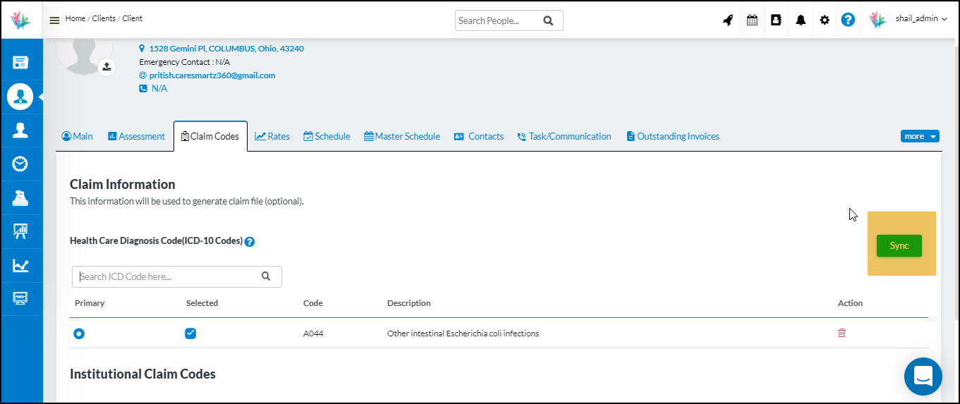 Ability to sync Diagnosis Codes manually under Claim codes