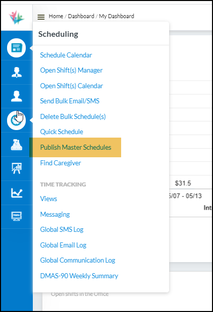 Release Visit plan has been relabeled as Publish Master Schedules