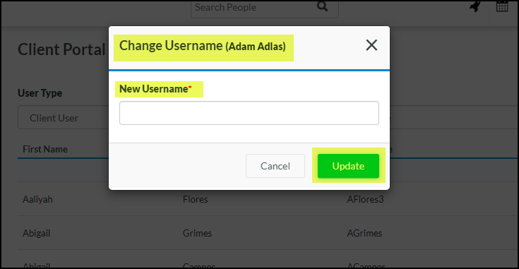 Allow to edit username in client portal-CareSmartz360 update
