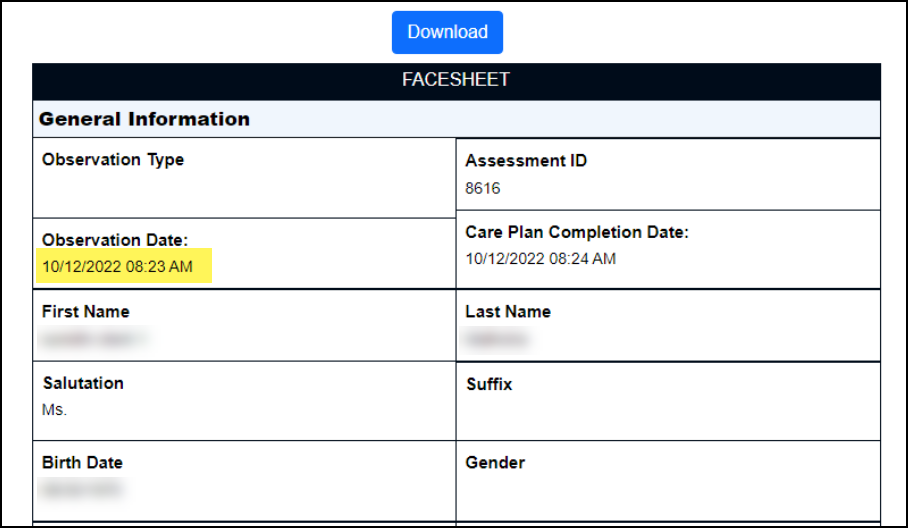 Observation Date Update in Custom Assessment Form