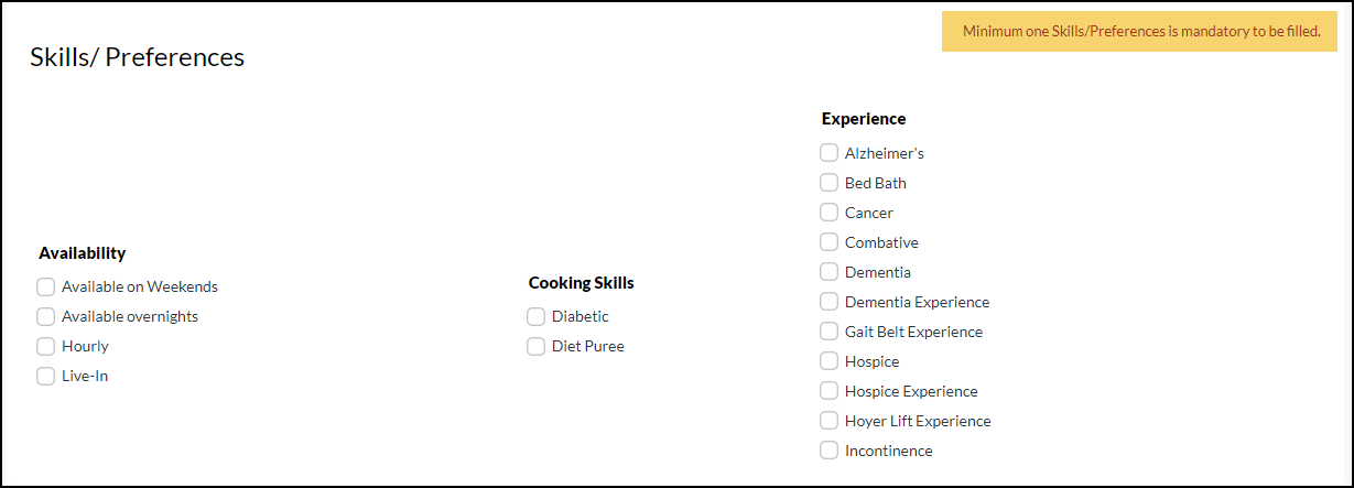 Update In Caregiver Applicant Form 