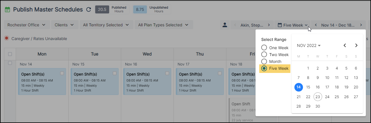 Publish Master Schedule Update