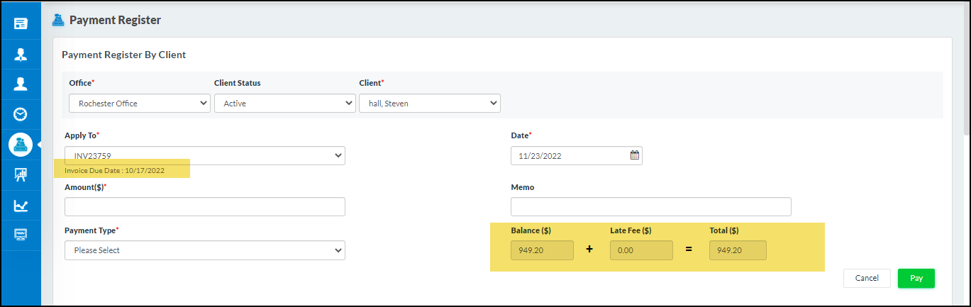 Payment Register Update For Clients