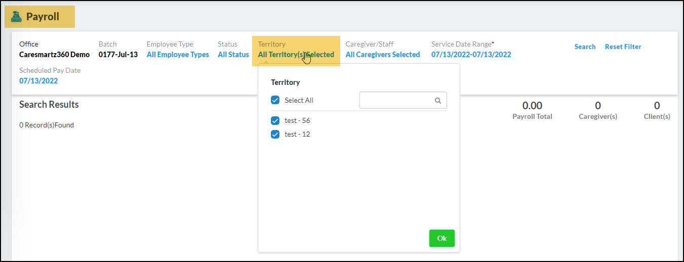 Payroll Data Update in Caregivers & Client Scheduling