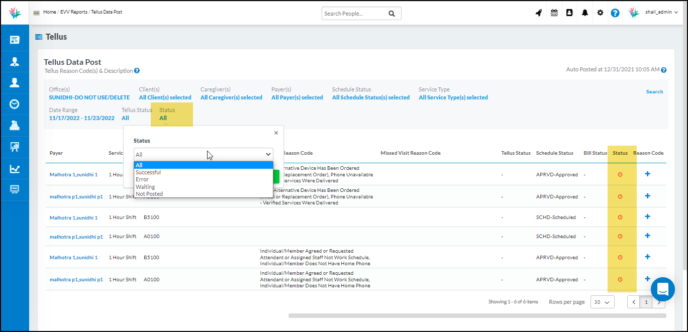Workflow Updates In TELLUS Data Post Screen