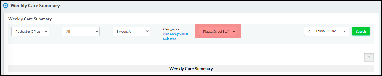 Weekly Care Summary Report