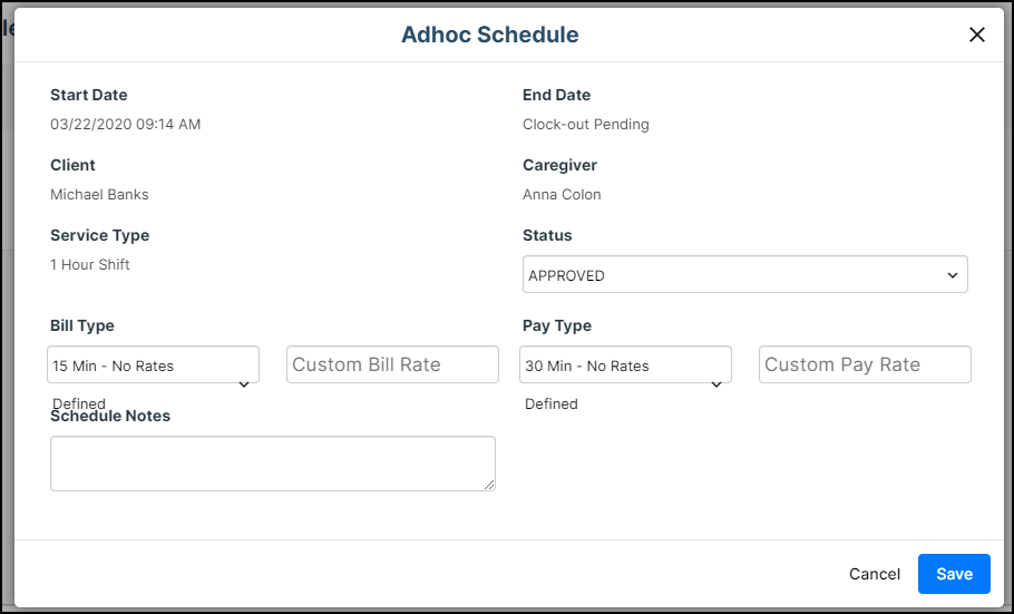 Caregiver Mobile App and Portal Ad hoc Scheduling
