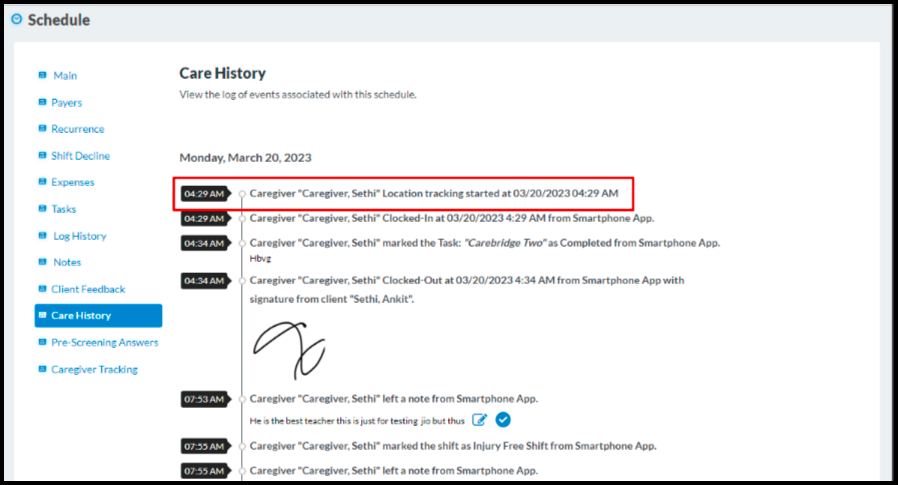 Caregiver Agency App Location Tracking