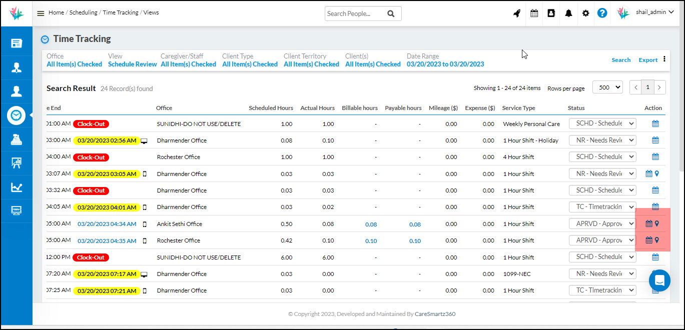 Caregiver Time and Location Tracking