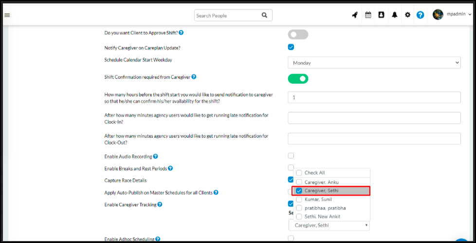 Caregiver's Location Tracking During the Shift