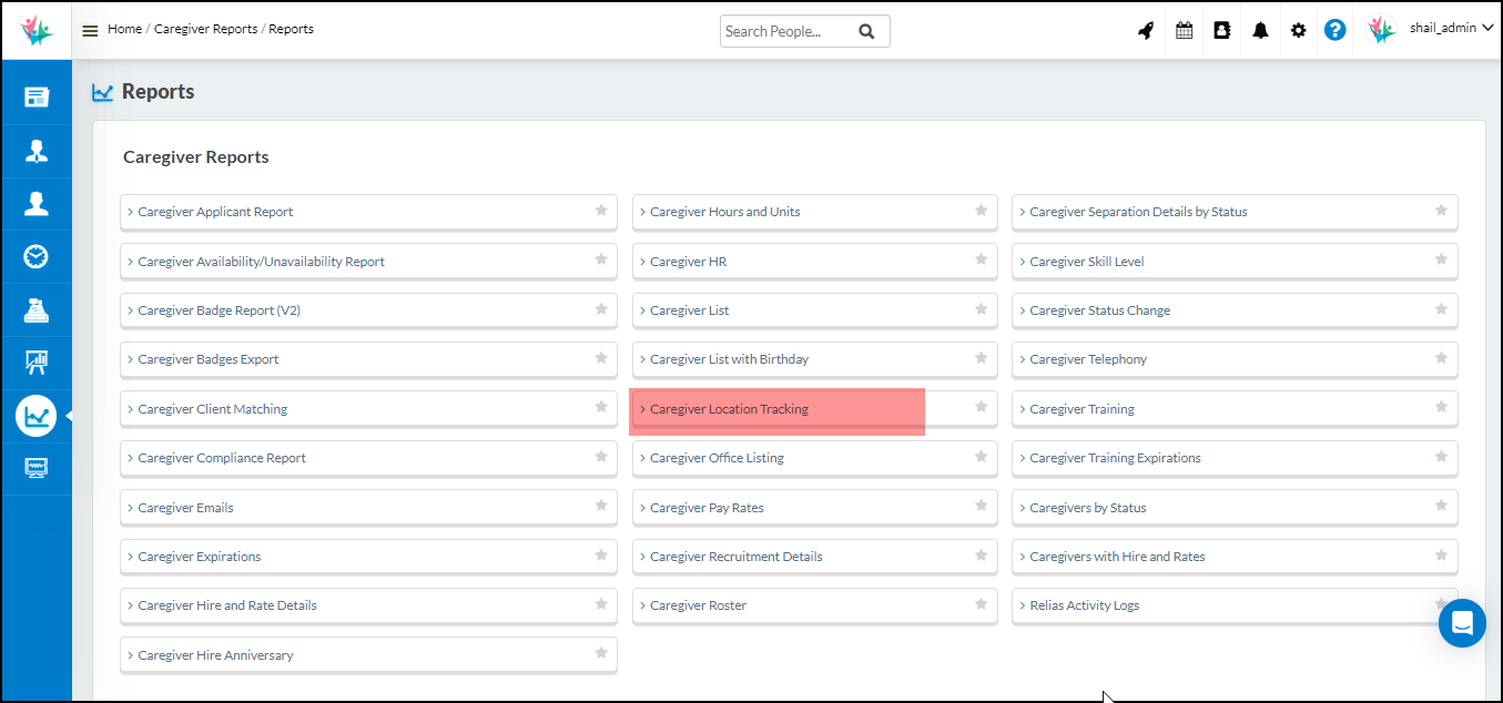Caregiver Location Tracking Report