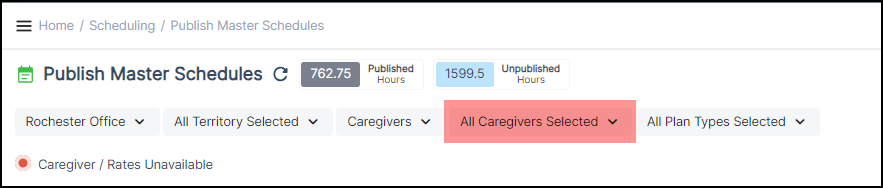 CareSmartz360 Caregiver Scheduling Filter Update