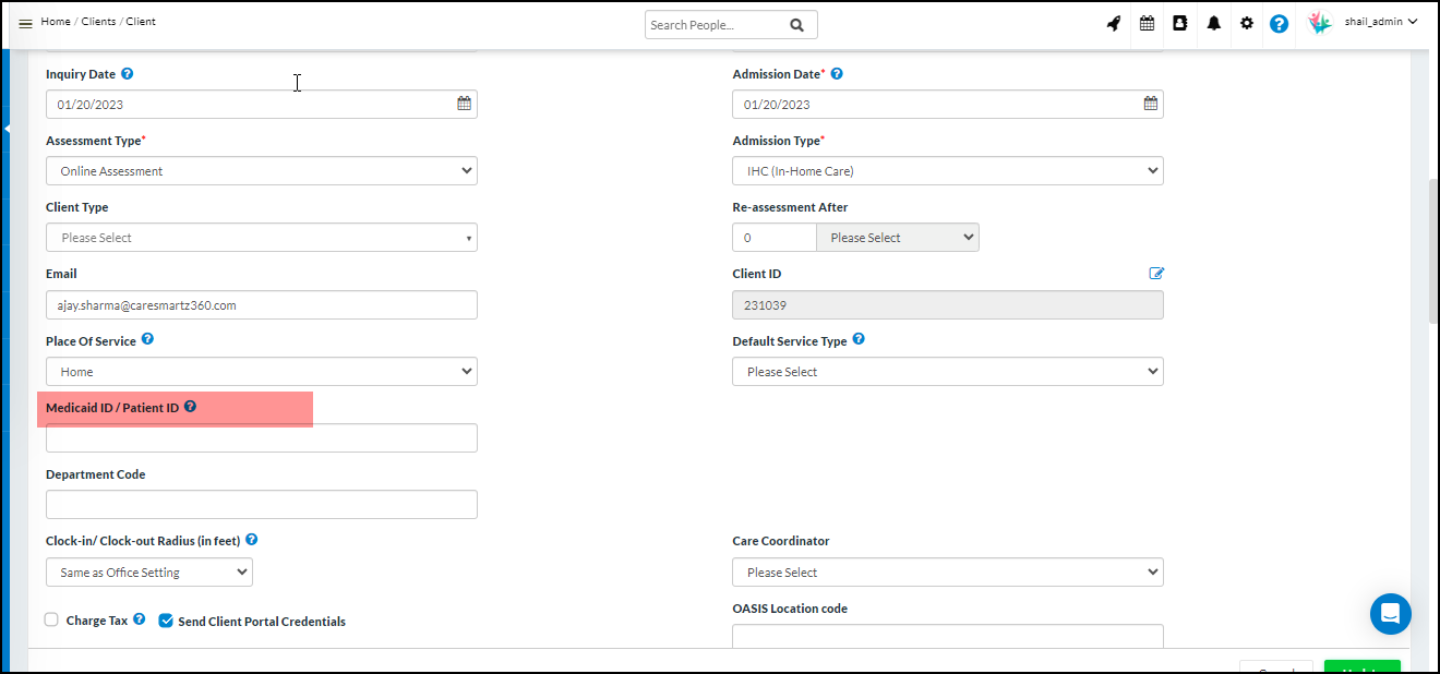 Update in CareSmartz360 Caregiver Client Portal
