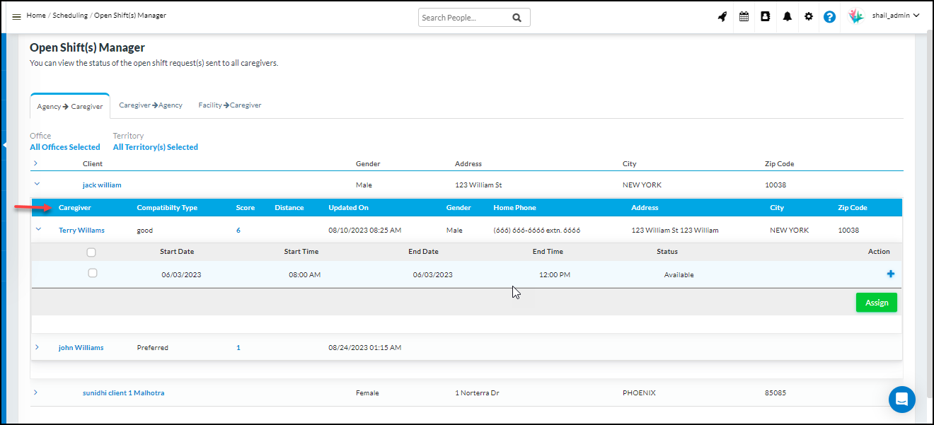 CareSmartz360 Caregiver Column Tab Updates
