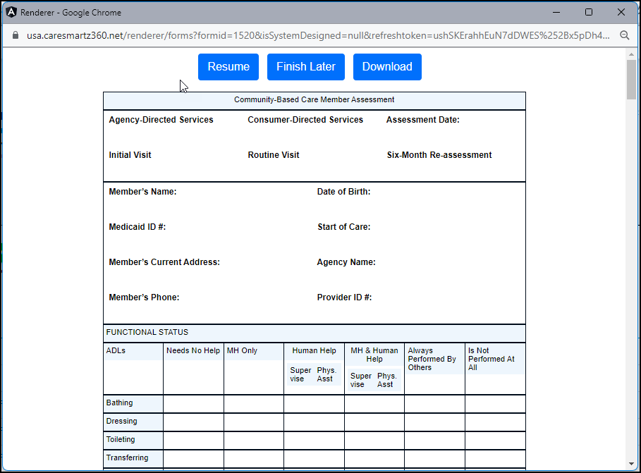 Updates in CareSmartz360 Caregiver Custom Form
