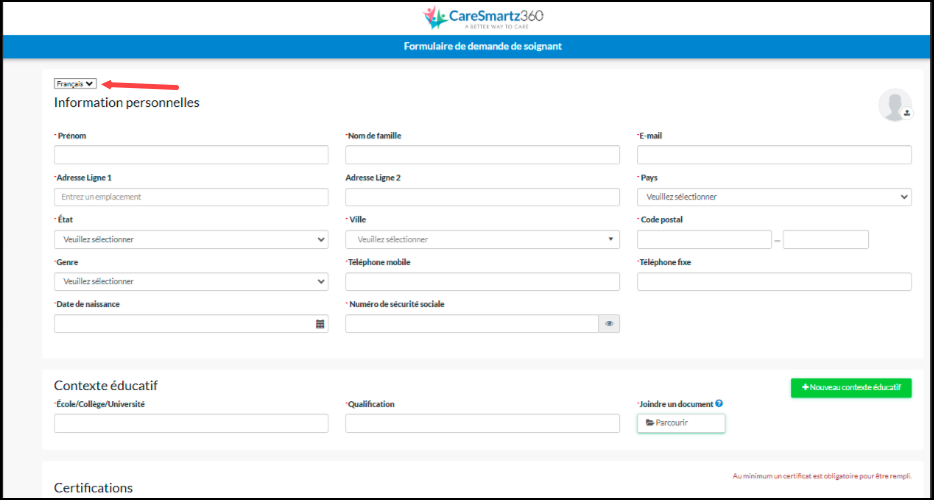 CareSmartz360 Mulitilingual Caregiver Applicant Form Update