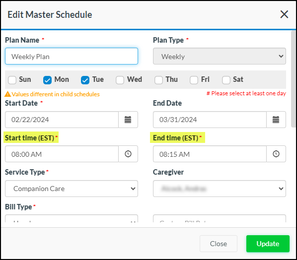 CareSmartz360 Client Scheduling Update