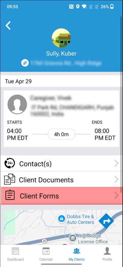 Client Forms' option added to caregiver mobile app