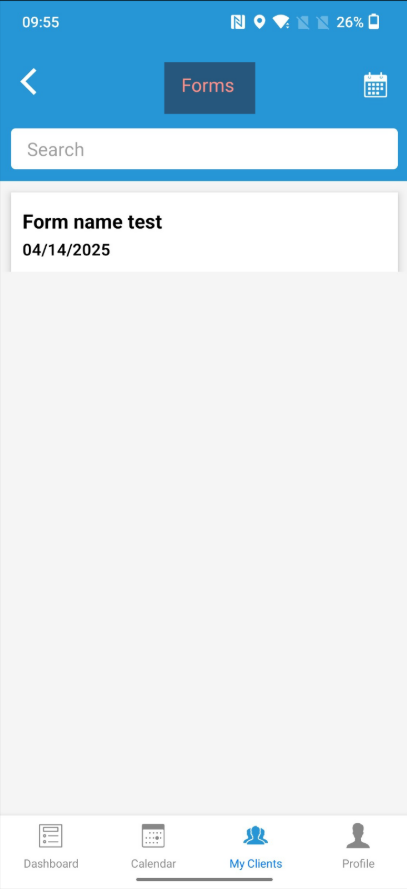 Caregiver mobile app: List of client forms