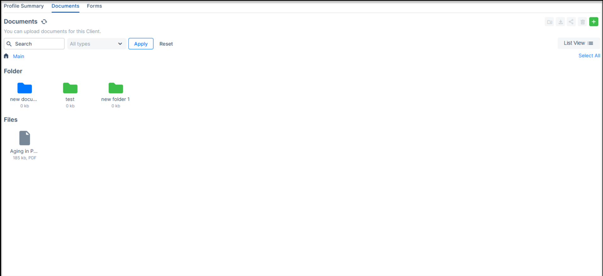 Updated document folder management in homecare agency portal