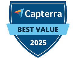 Capterra badge for Best Value in 2025, an award received by CareSmartz360