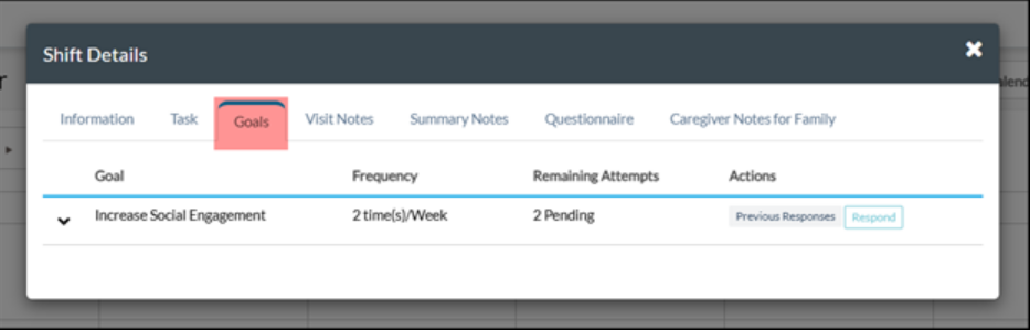  Shift Details in 'Goals' tab - Caregiver app update