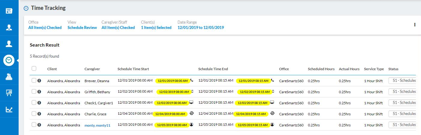 evv time tracking view