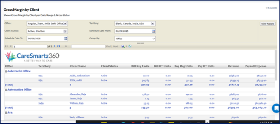 Enhanced filtering and grouping capabilities updated in the Gross Margin Report