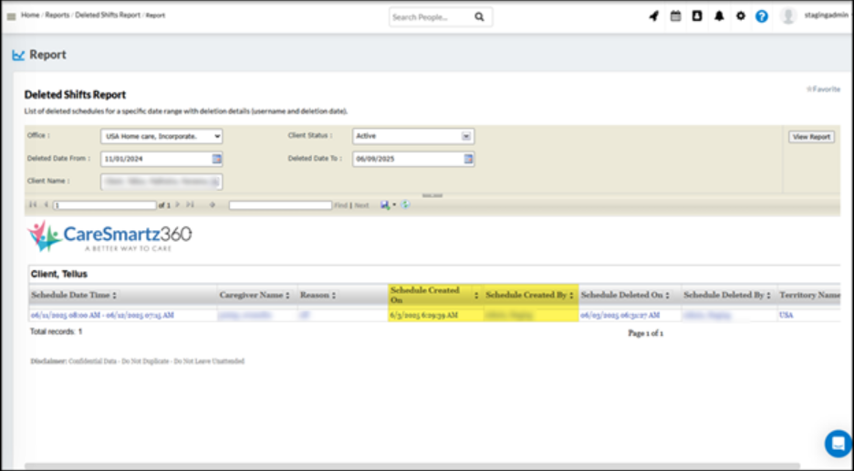 Schedule creation details added to Deleted Shifts Report