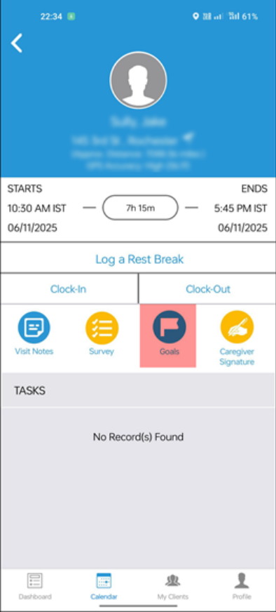 Updated goals access in caregiver shift overview