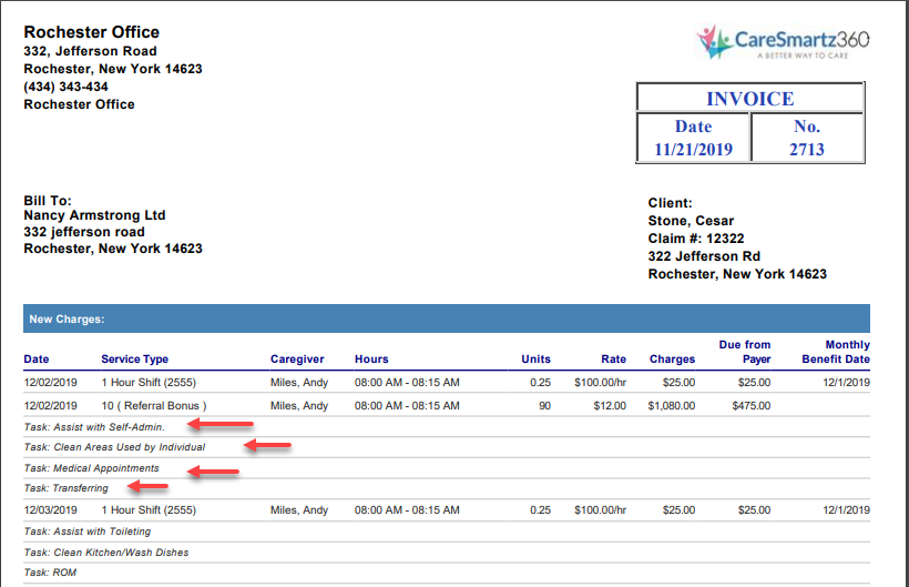 View on Invoice Caresmartz Software