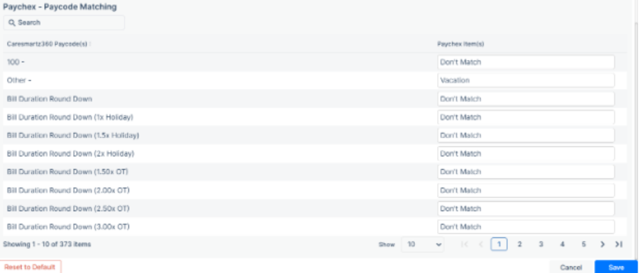 Caregiver profile update – Paychex code mapping override
