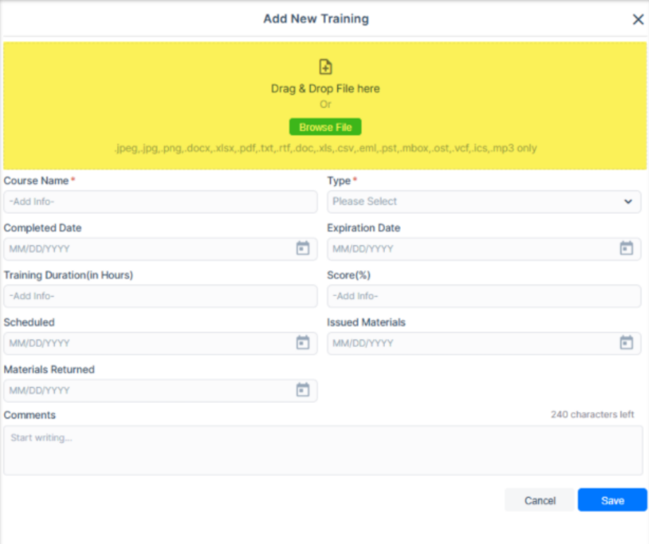 Update in caregiver and Home care staff profiles – add attachments to training records