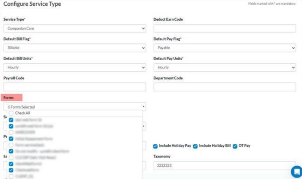 custom form attach option in schedule – home care agency app and web portal