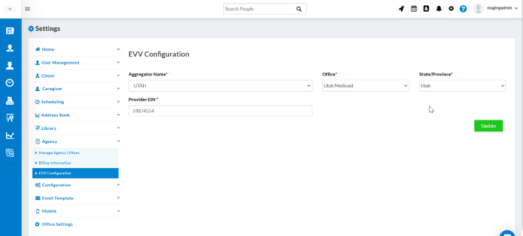 EVV configuration update enabling multi-state setup for Utah aggregator