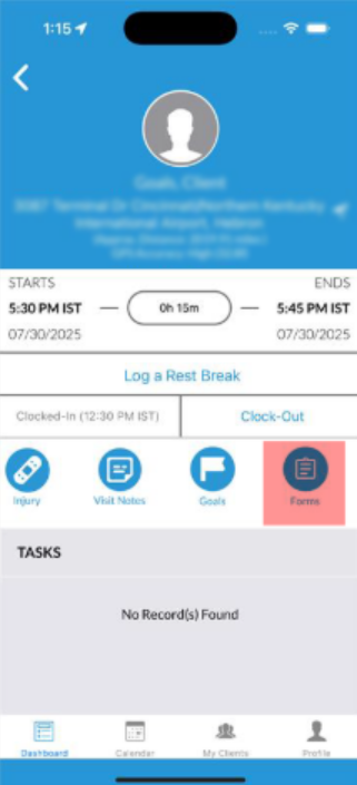 caregiver mobile app – form fill feature update