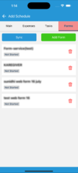 Update in managing client forms via home care agency app