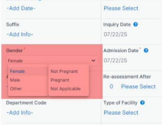 agency portal Update– new gender option for privacy
