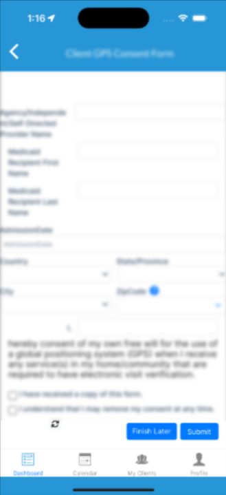 mobile app update – client form submit