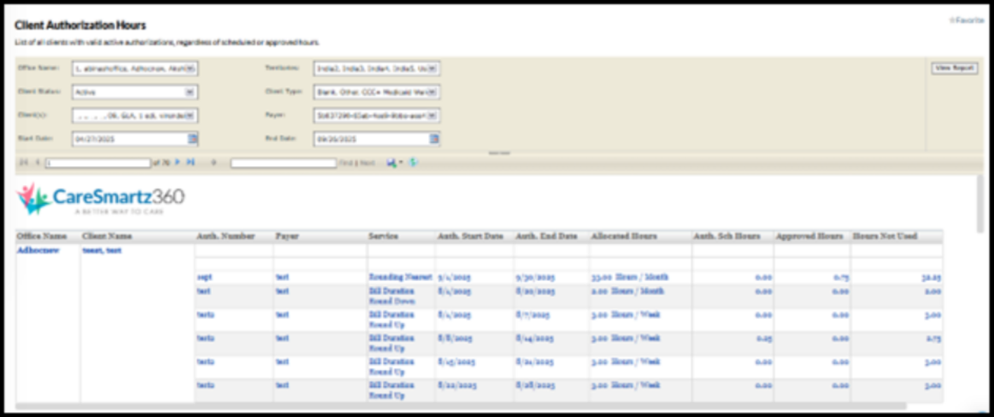 Updated Client Authorization Report in Agency Portal
