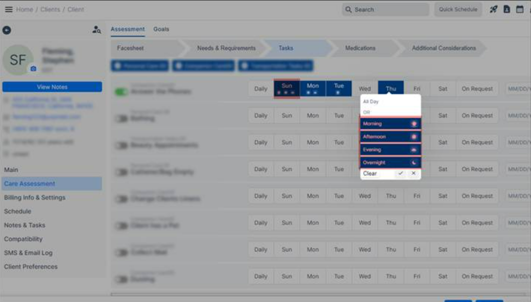 Updated time slot options added in assessment form