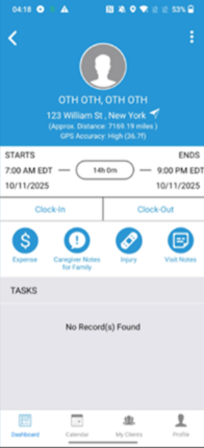 Caregiver Expense view update for caregivers in mobile app